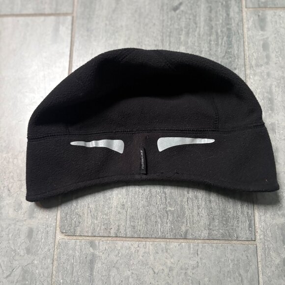 Nike Therma-Fit Fleece Reflective Running Beanie Cap Ear Flap Black One Size - Picture 3 of 7